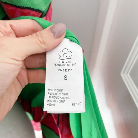 Farm Rio Linen Blazer Jacket Womens Size Small Pink Green Banana Pitta Oversized - Picture 10 of 12